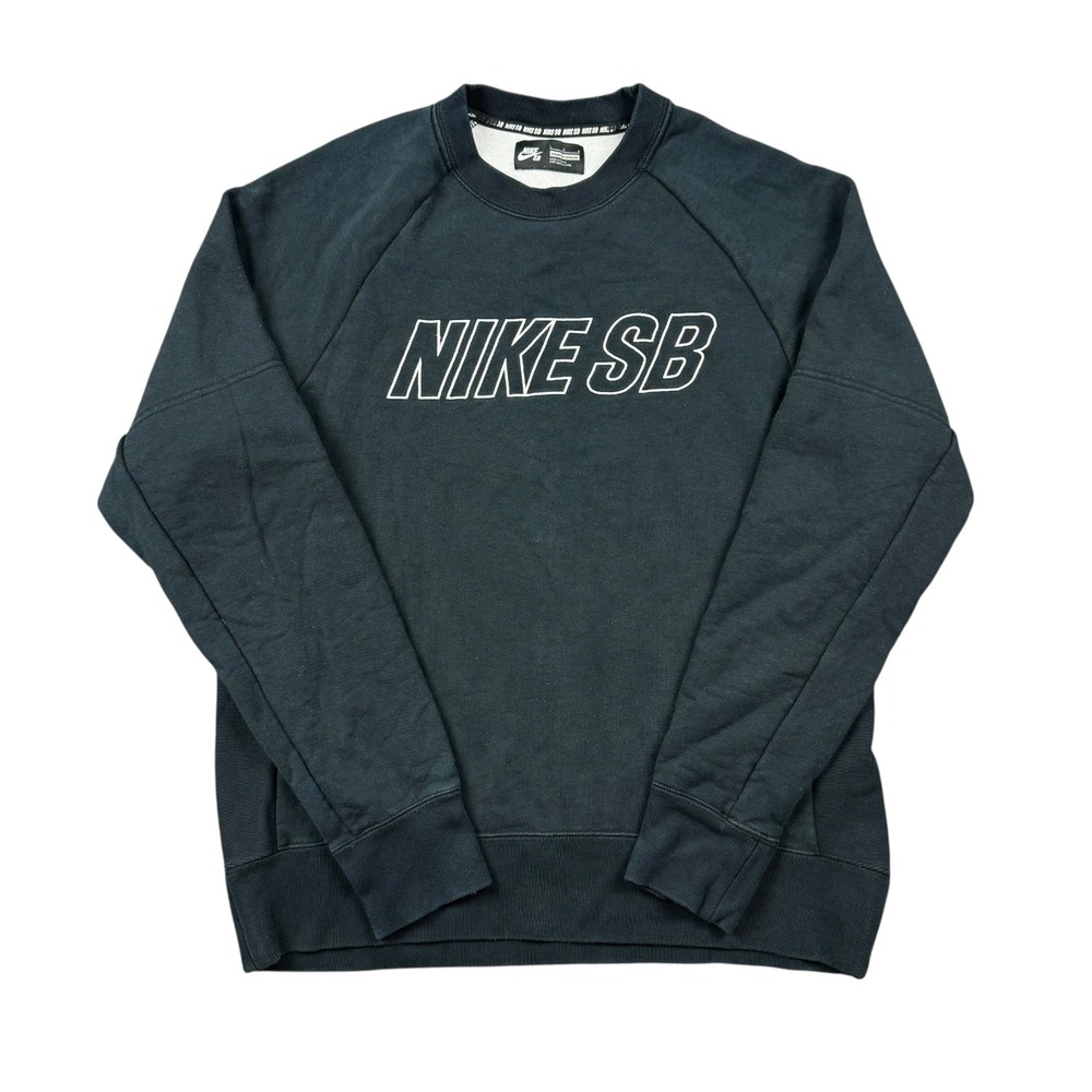 Nike SB Crewneck Sweatshirt Men Large Black Skateboarding Skater Spell Out Logo